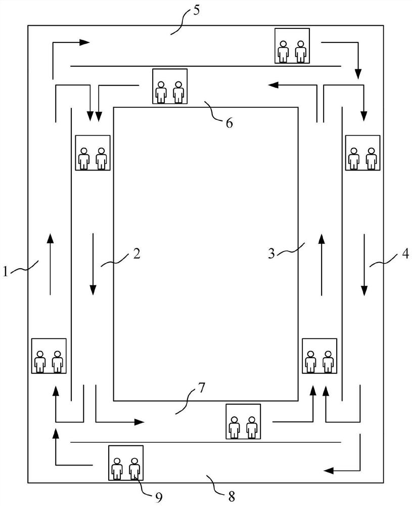 A method for calculating the running speed of a multi-car elevator based on safety distance