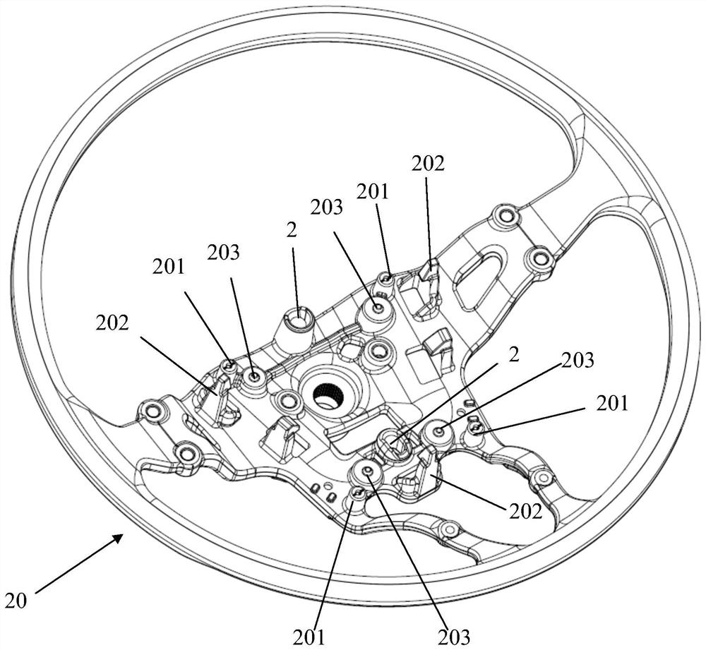 Positioning assembly for steering wheel and steering wheel