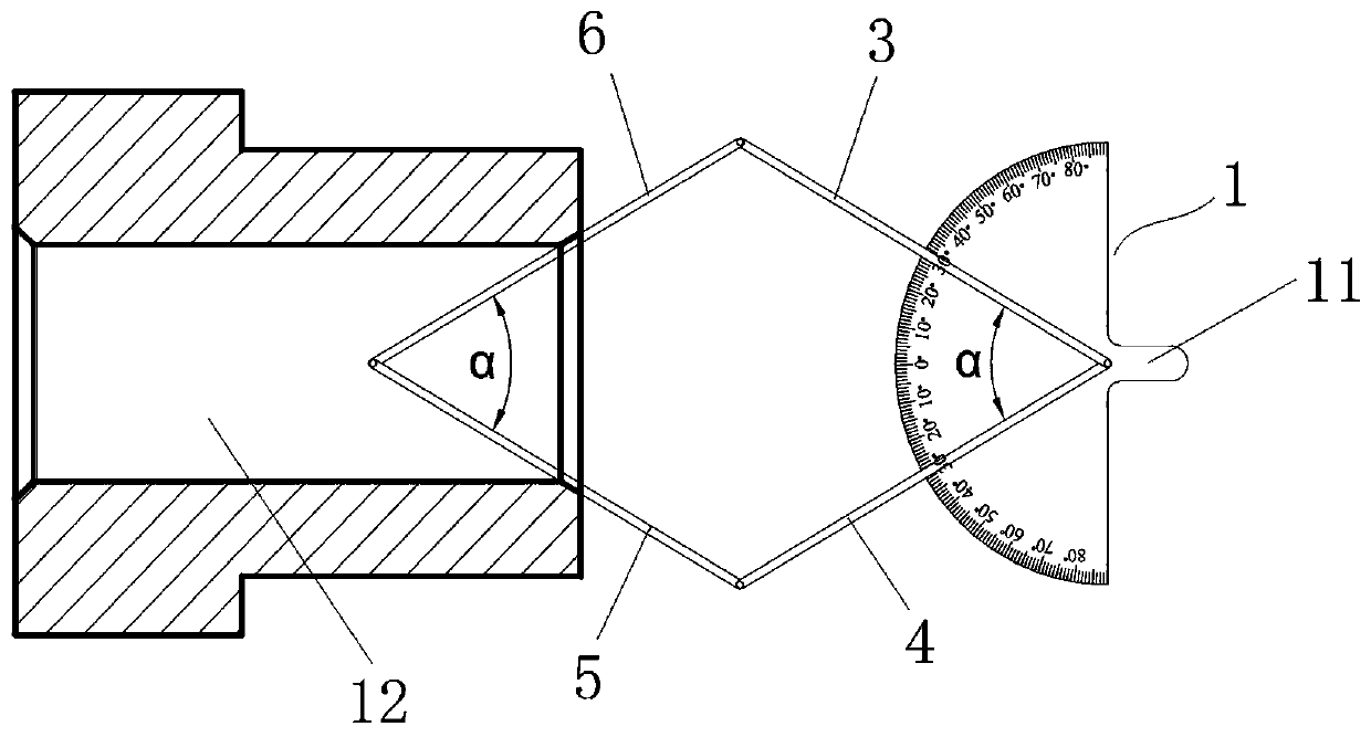 Measuring device for measuring orifice chamfer angle