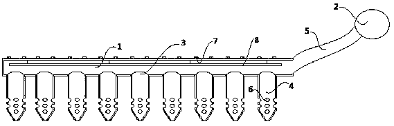 Clothes airing pole with clamping steps and sterilizing device