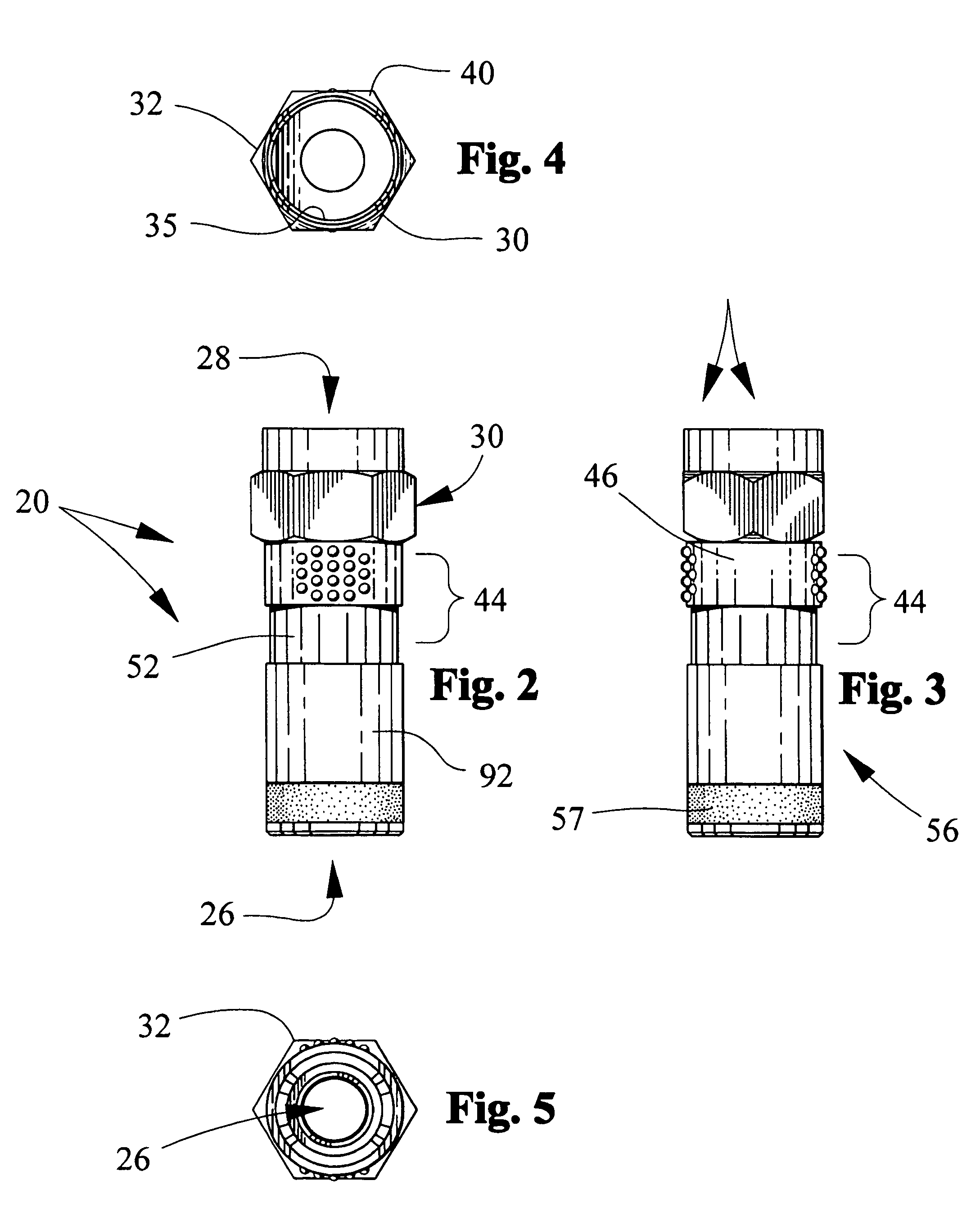 Compression type coaxial cable F-connectors