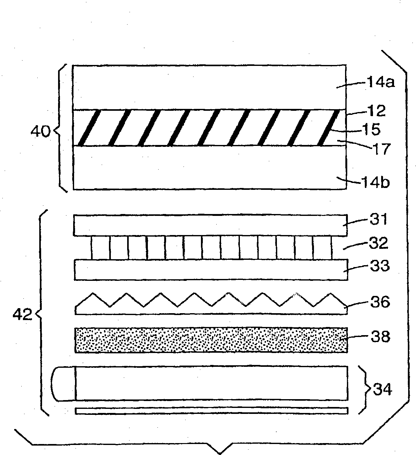 Reducing moire effect in an LCD device comprising a light control film