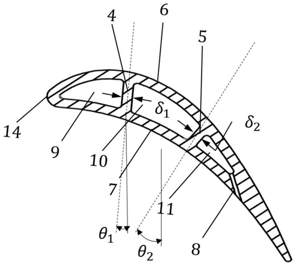 Gas turbine stator blade and cooling structure thereof