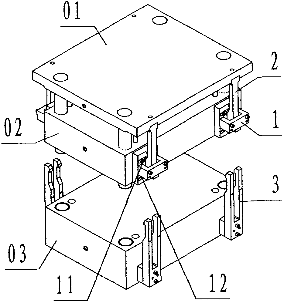 Three-opening hooked opening/closing mould mechanism for injection mould