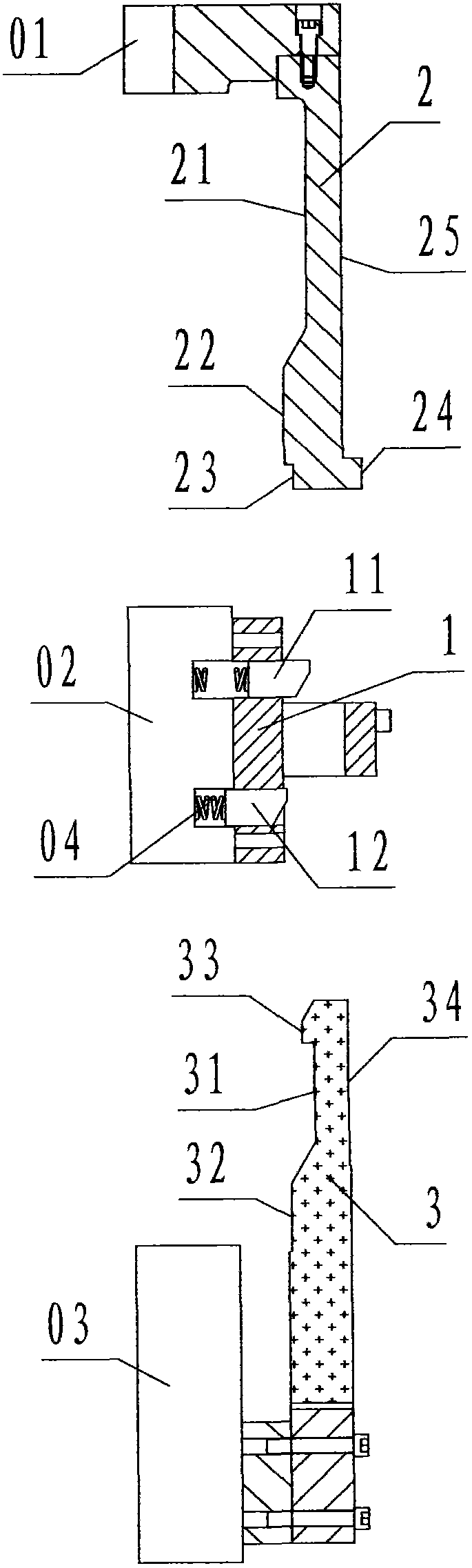 Three-opening hooked opening/closing mould mechanism for injection mould