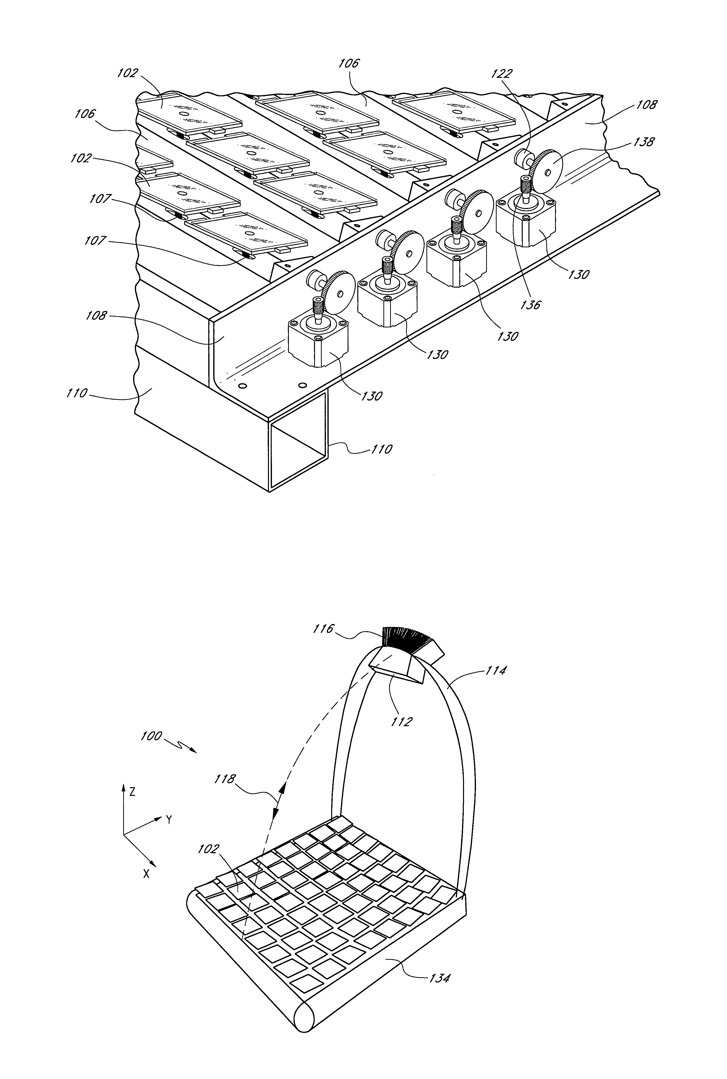 Solar concentrator array with grouped adjustable elements