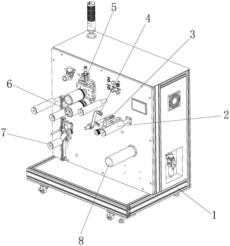 Steel belt feeding and discharging equipment and implementation method thereof