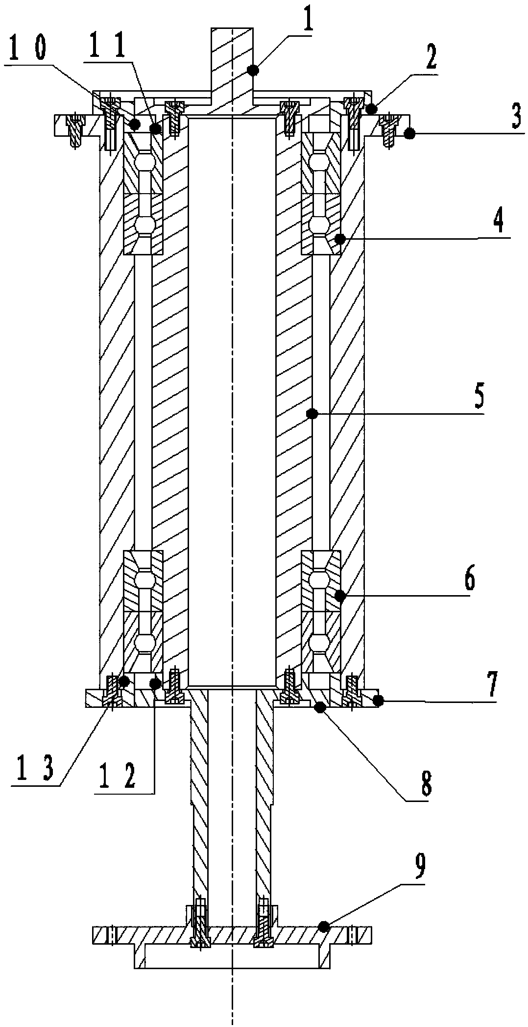 High-speed revolution split-type shaft system of large-size three-dimensional space integral measurement position indicator