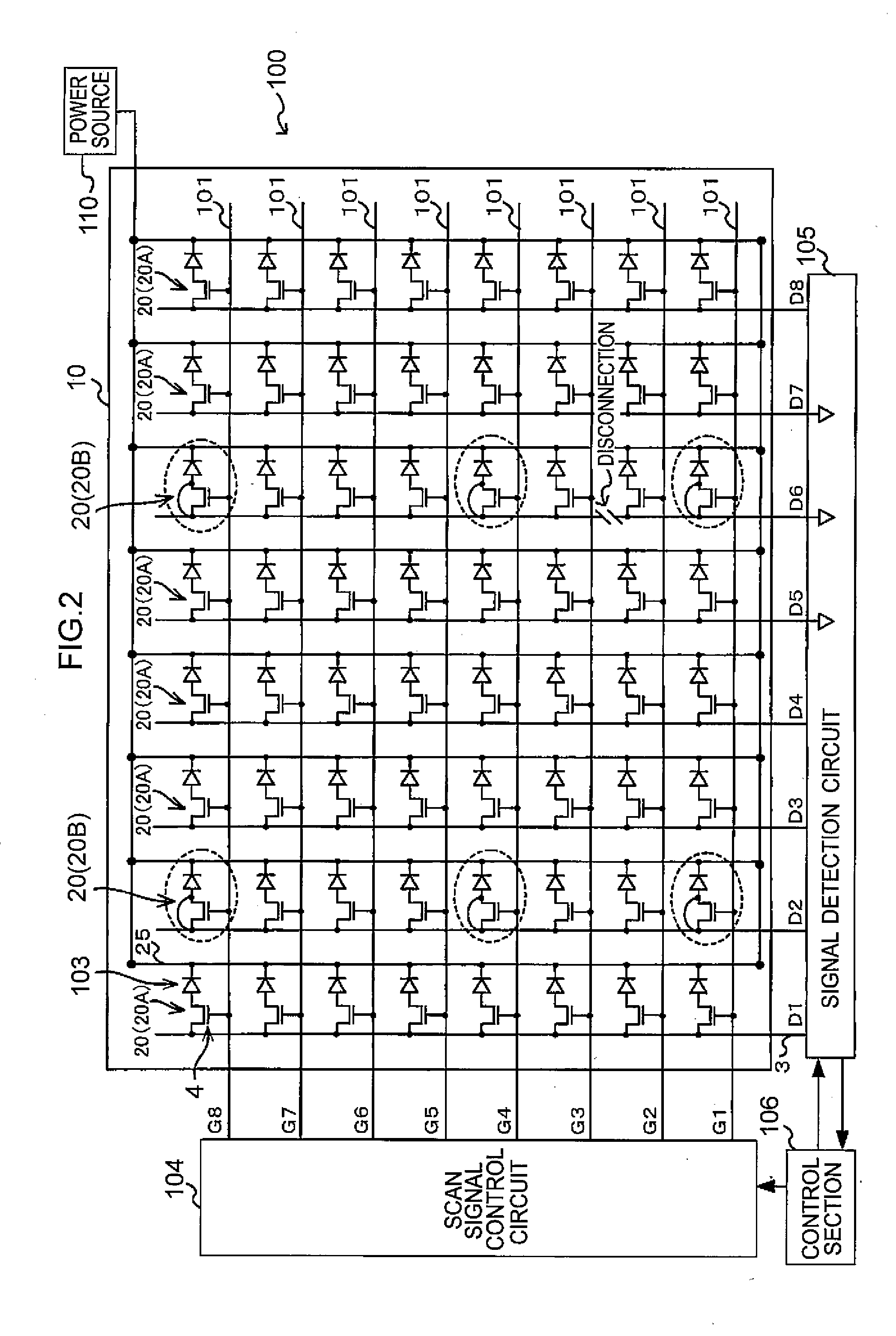 Radiographic imaging device, radiographic imaging system, computer readable medium storing disconnection detection program, and disconnection detection method