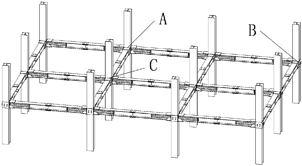 A multi-high-rise assembled modular self-resetting steel structure h-shaped steel column frame system