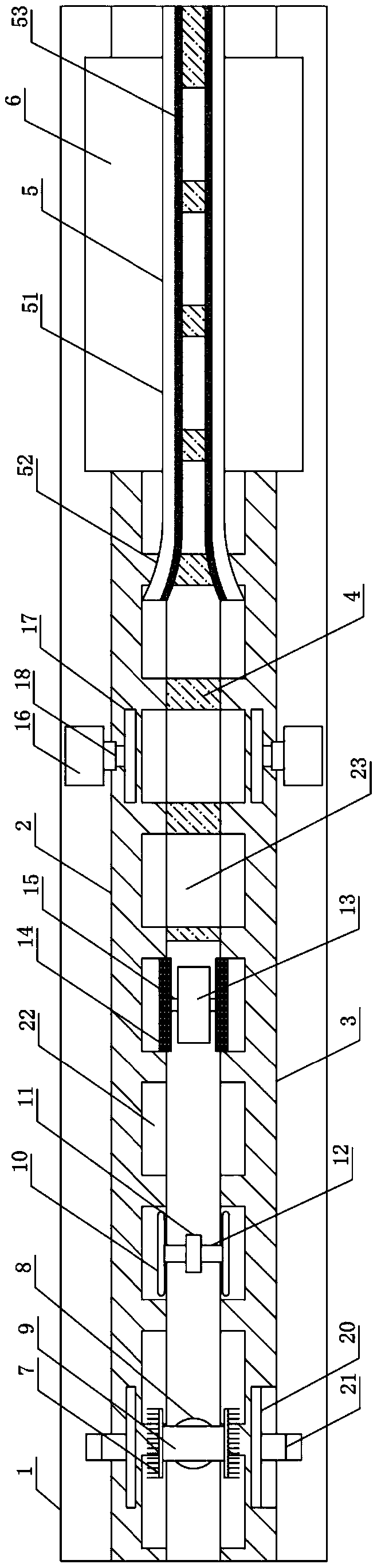 A continuous gluing device for bamboo and wood composite rods