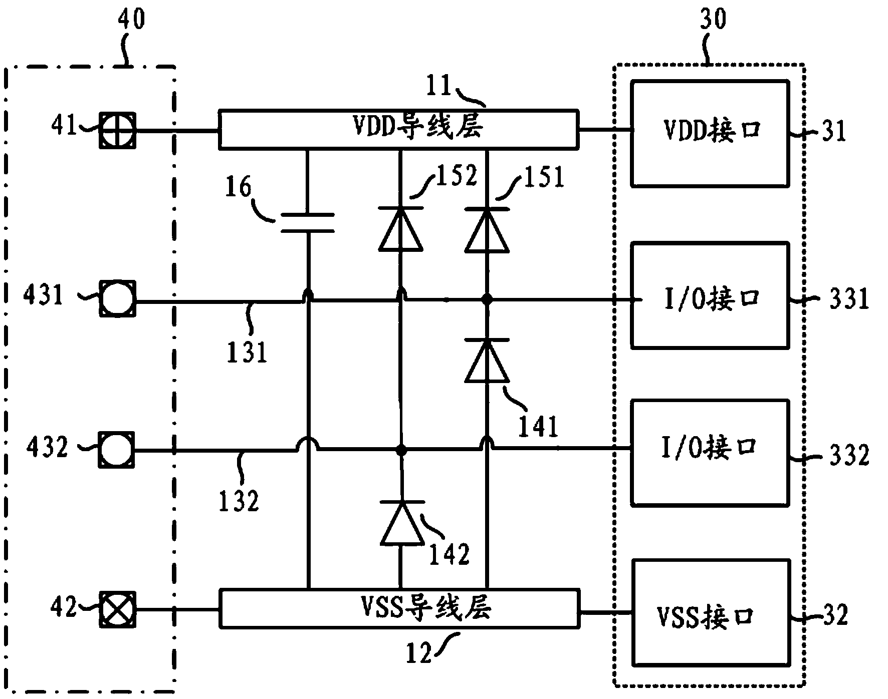 Electro static discharge protective circuit for circuit board interface