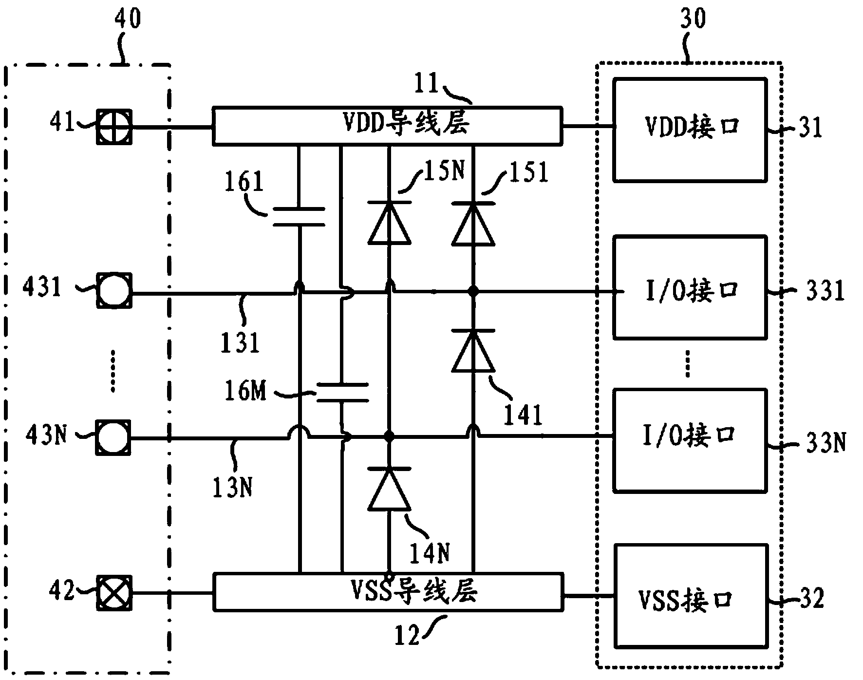 Electro static discharge protective circuit for circuit board interface