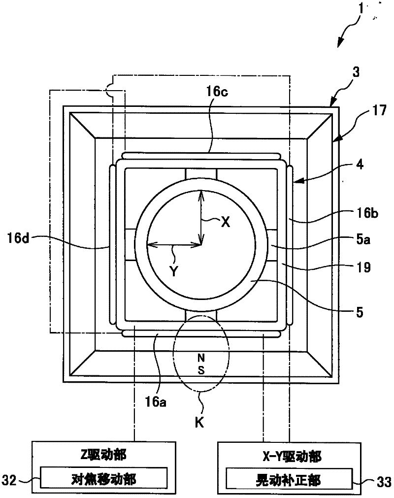 Lens driving device, auto-focusing camera, and mobile terminal device with camera