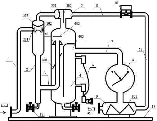 Three-phase metering device for medium and small liquid volume and large volume oil wells