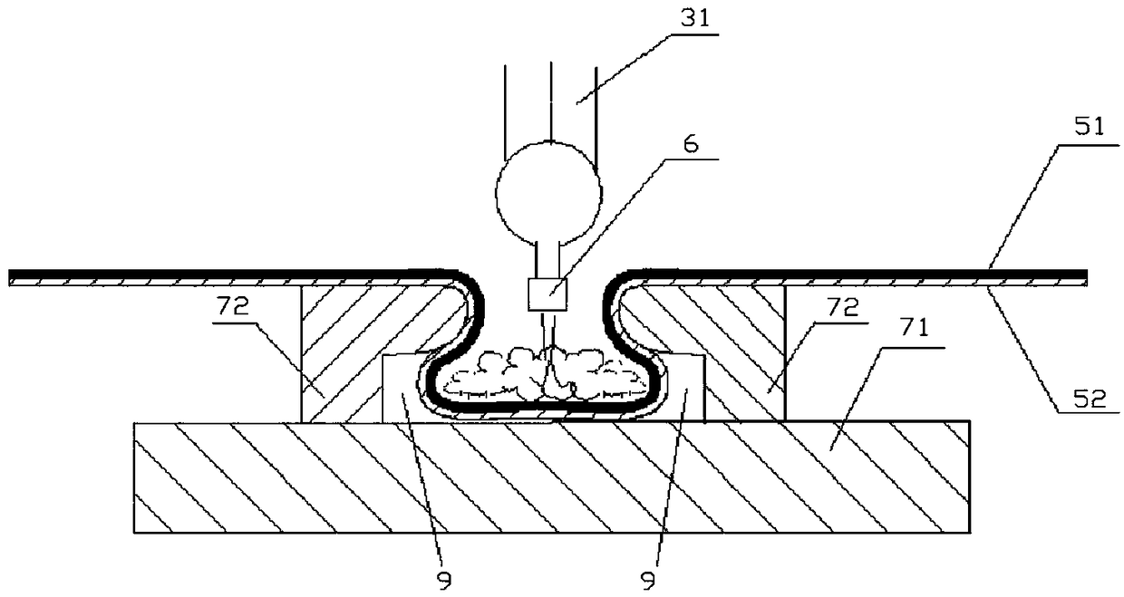 Impulse high-speed jet impacting board material connecting method and device