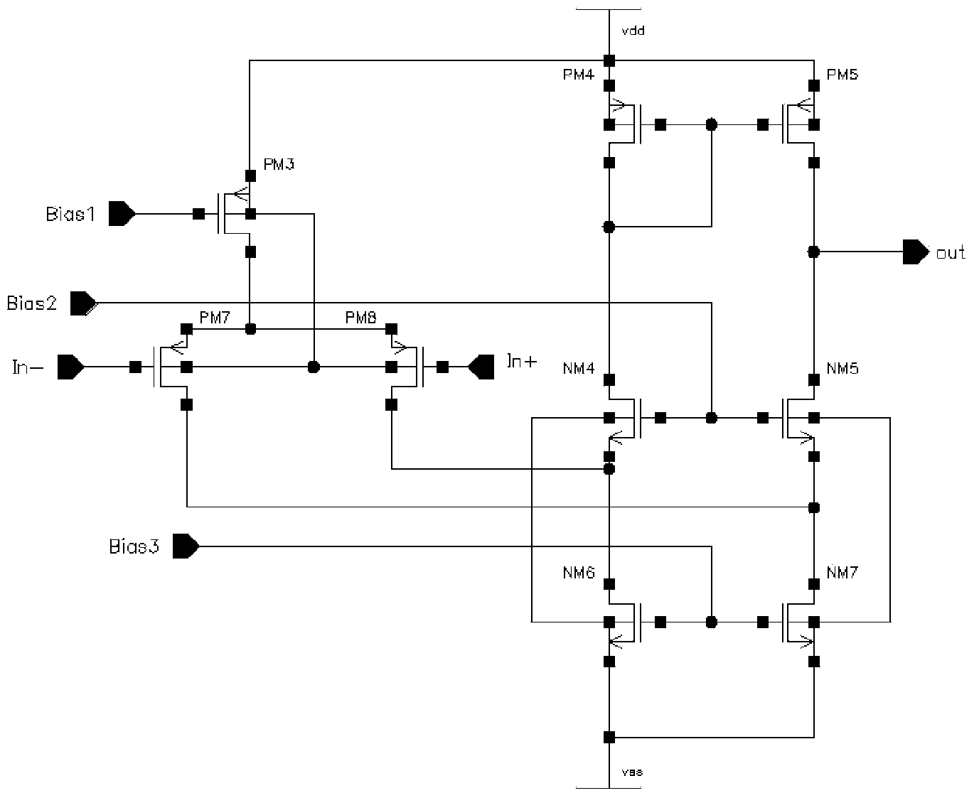 CMOS (Complementary Metal Oxide Semiconductor) low-temperature low-noise operational amplifier circuit
