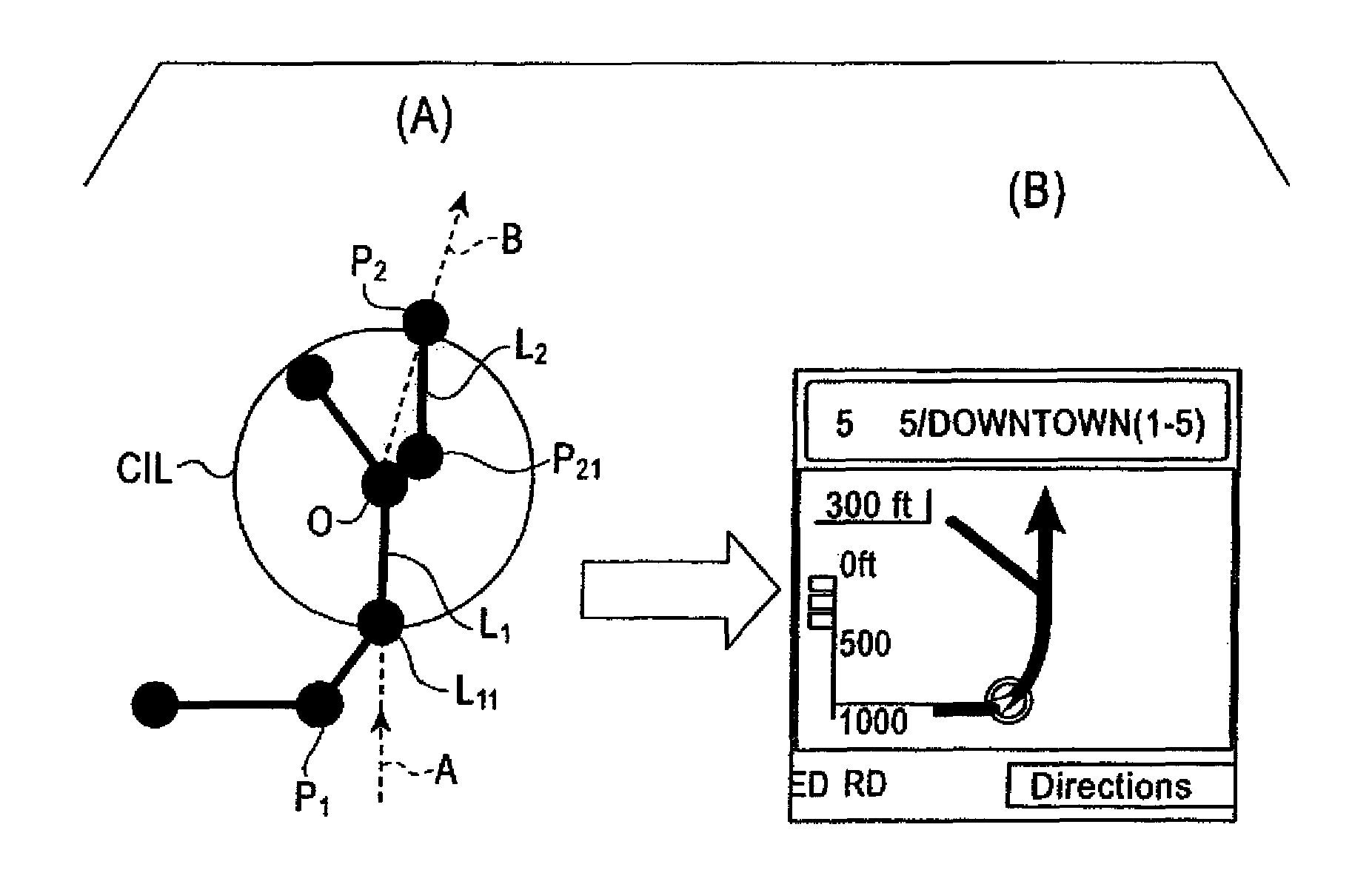 Navigation system, enlarged intersection image displaying method used in the system, and map information generating method