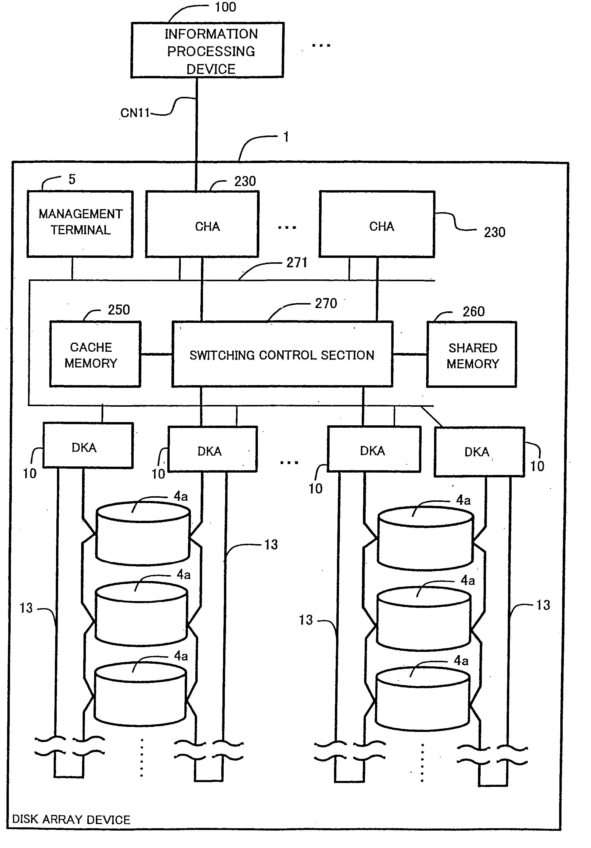 Storage device system and signal transmission method for storage device system