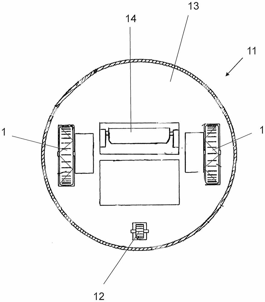 Wheel and wheel-guided household appliance