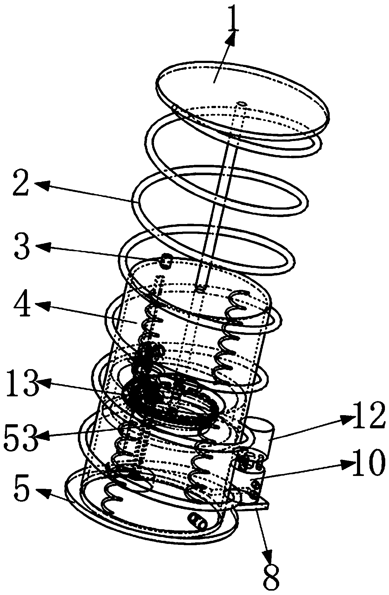 Automobile damping and energy storage mechanism adapted for big impact force