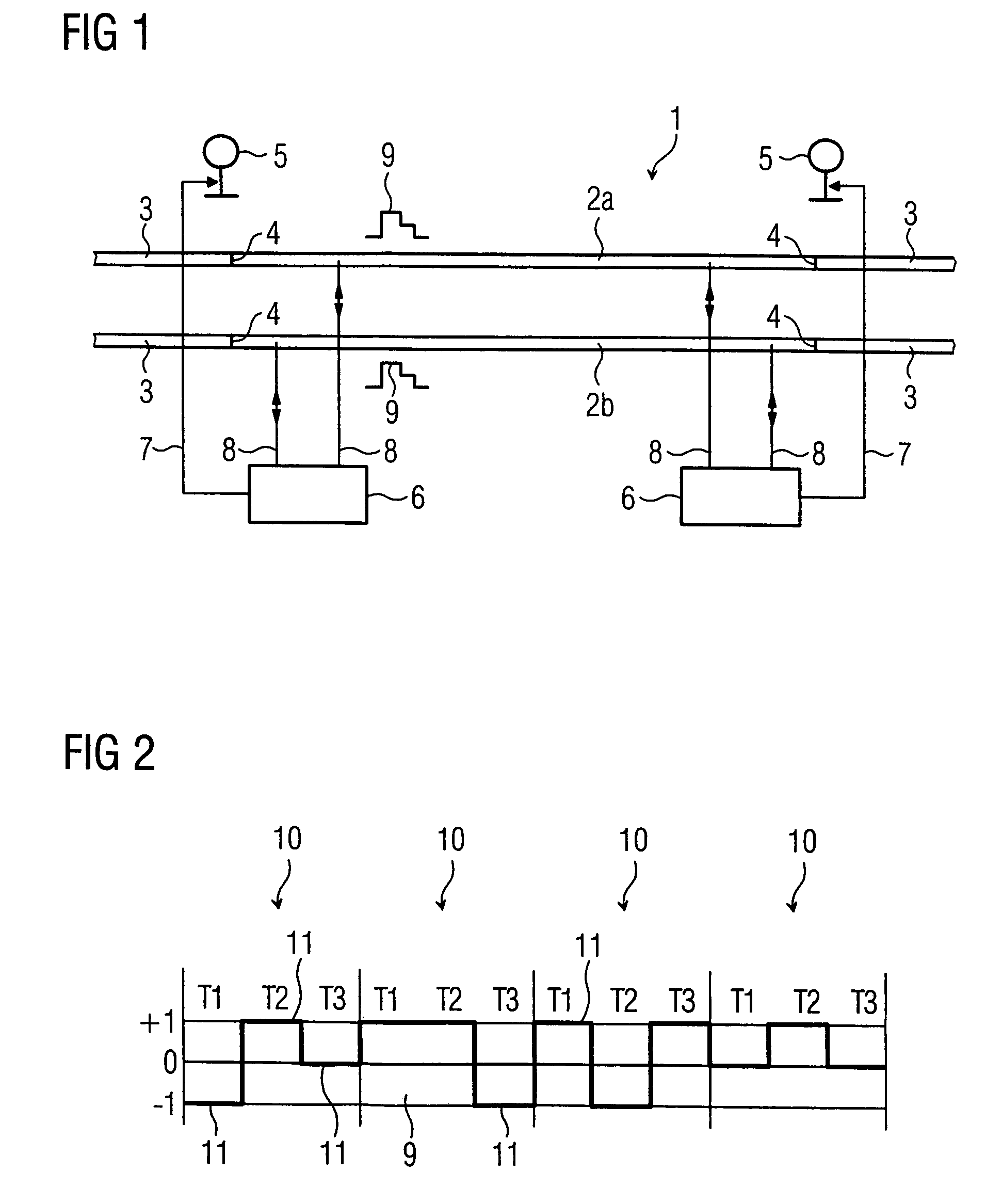 Railway system with at least one track, and method for encoding data for transmission over the track