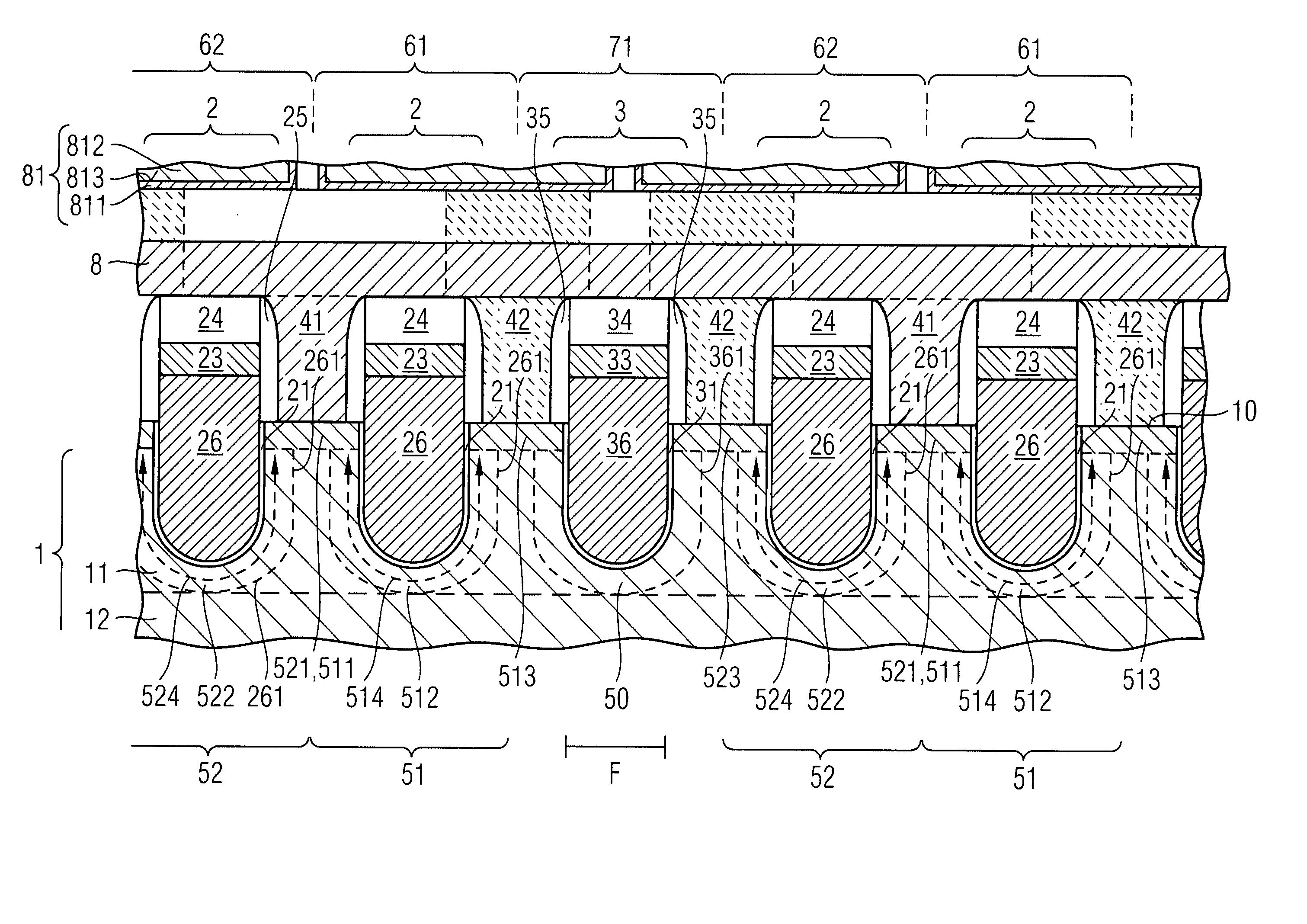 6F2 access transistor arrangement and semiconductor memory device