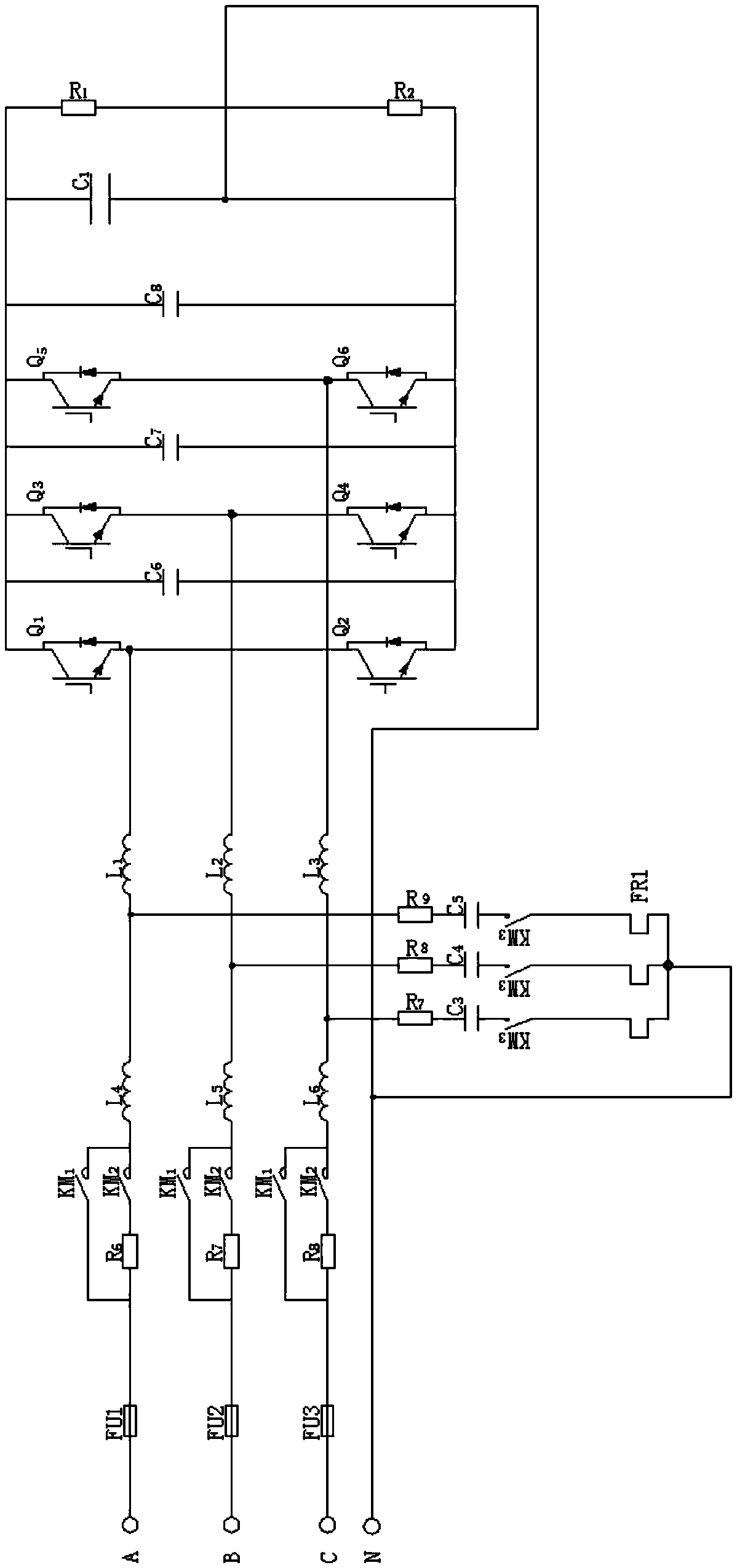 Active filtering circuit for preventing harmonic of 400V power distribution system in plant