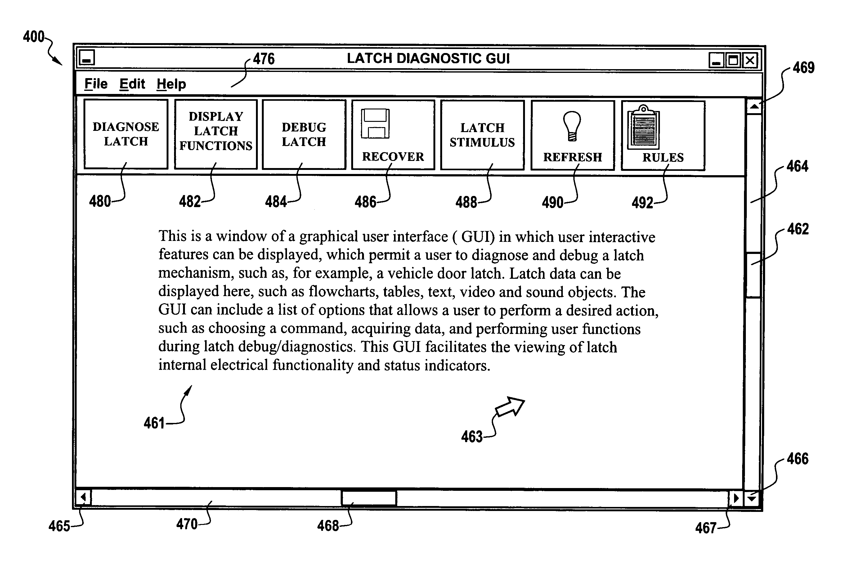 Automotive latch debug and diagnostic user interface