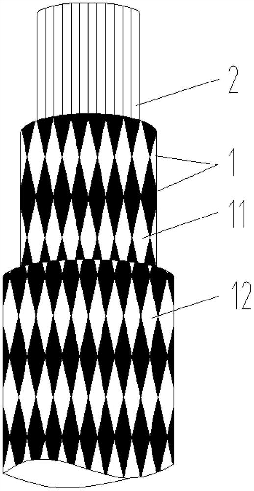 Woven composite material reinforcing cable, composite material spoke and manufacturing method of composite material spoke