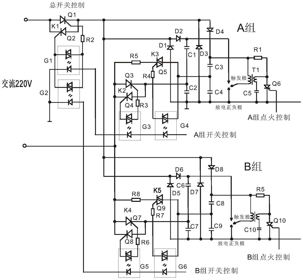 A circuit structure of sound and light simulation electric firecrackers