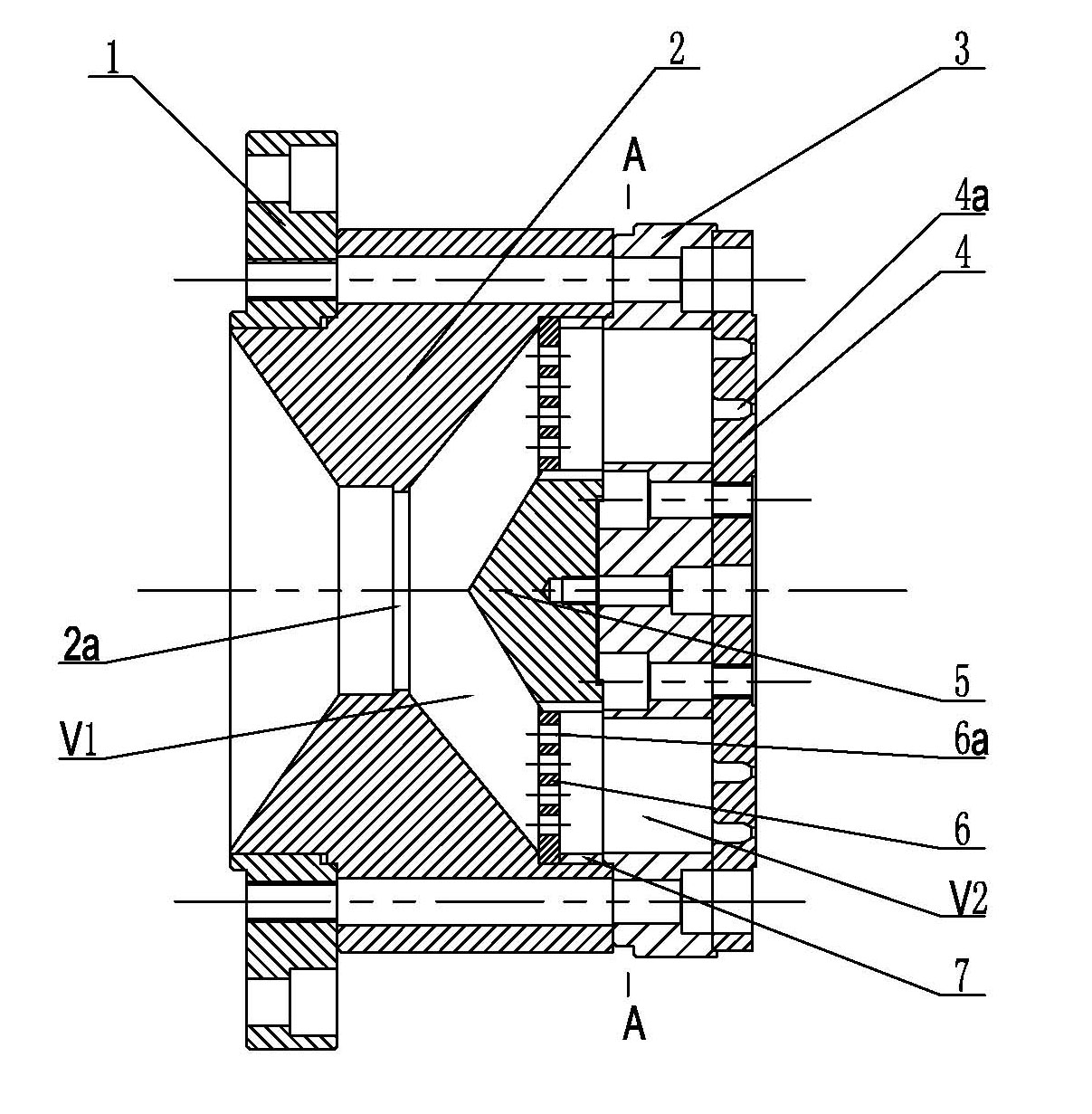 Double-template discharge device of puffing machine