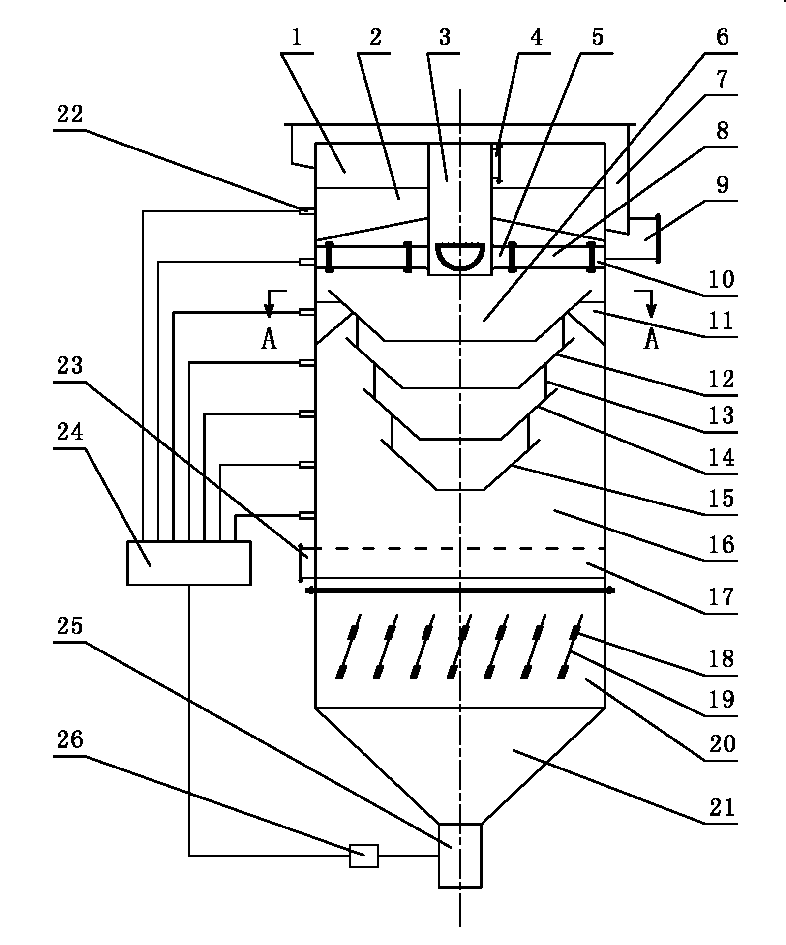 Liquid-solid interference fluidized bed separator as well as separating method and application thereof