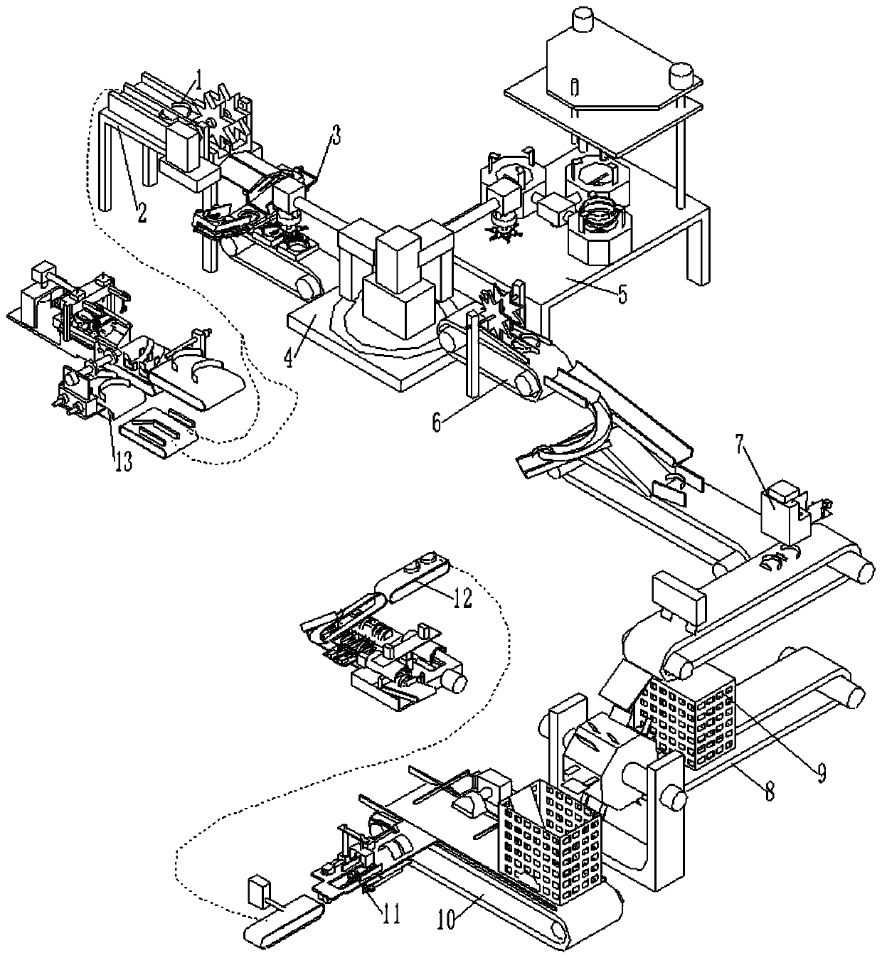 Automatic bearing bush machining and conveying assembly line and process