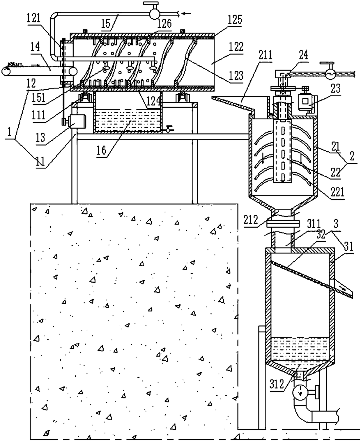 Continuous separation equipment with cleaning device for grapes