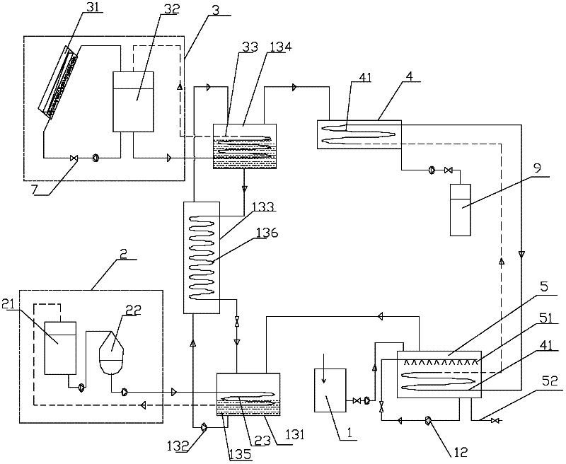 Solar absorption type sea water desalination device with regenerative cycle