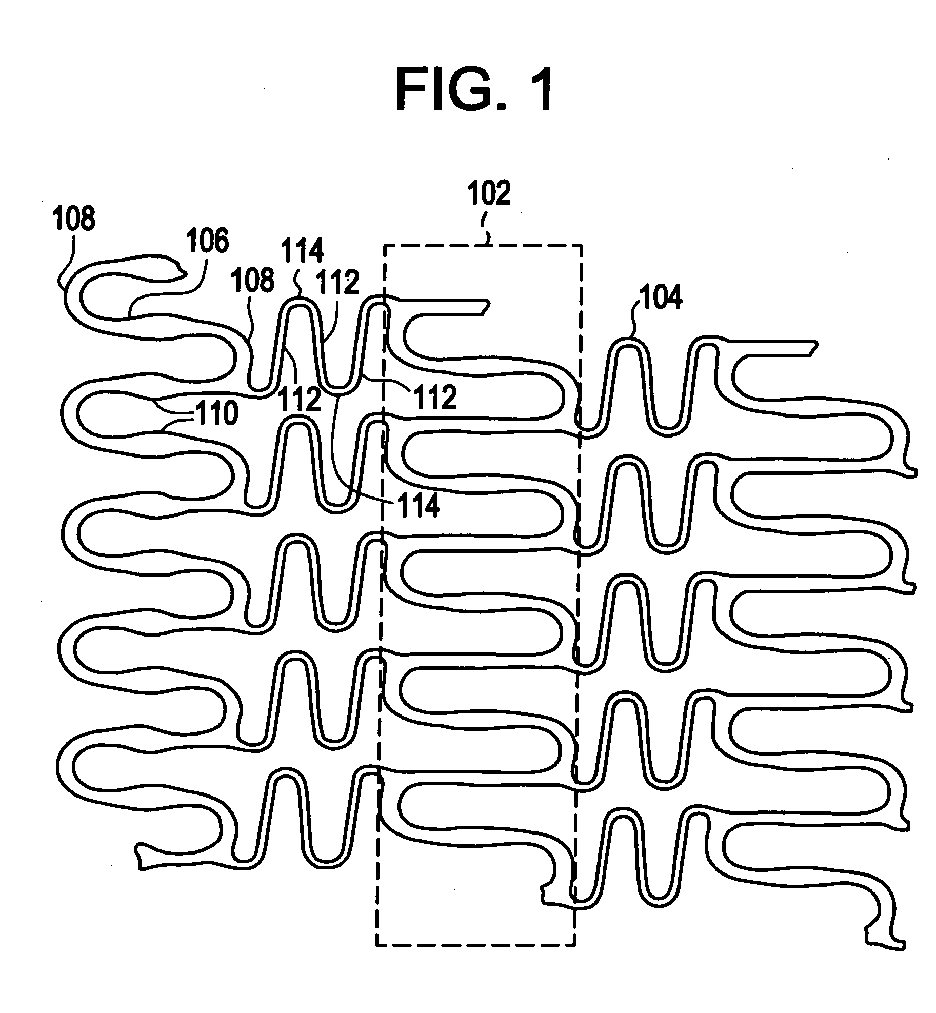 Polymeric stent having modified molecular structures in the flexible connectors and the radial struts of the hoops