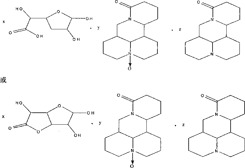 Complex salt consisting of glucuronic acid or glucurolactone and kushenin or matrine and application thereof