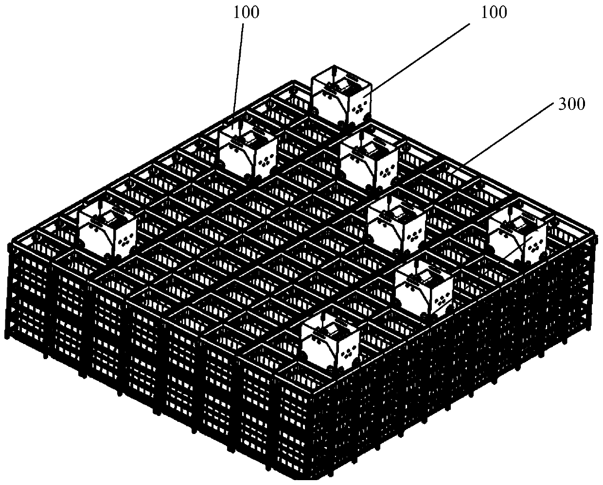 Method and equipment for carrying multi-layer stacked material boxes in storage rack