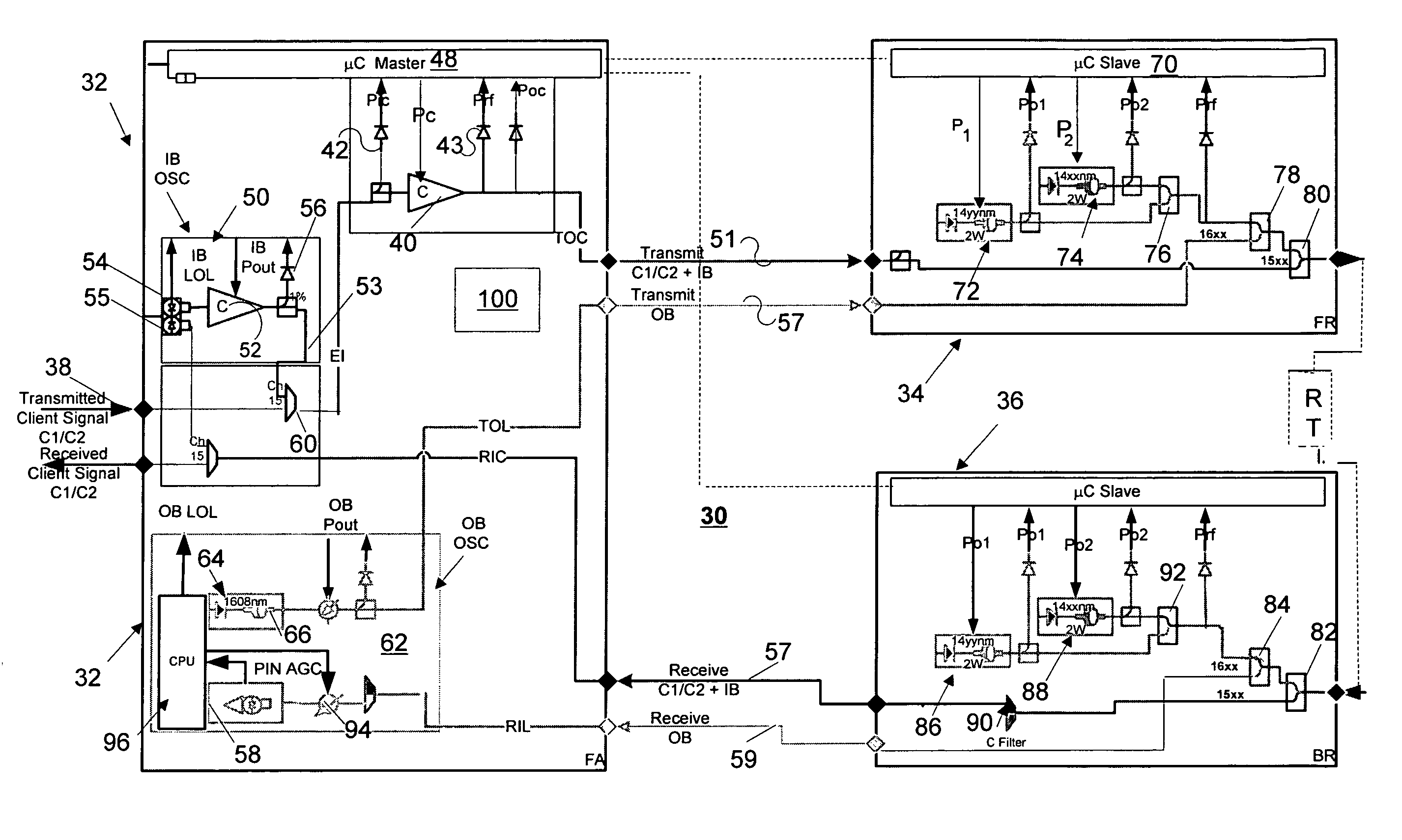 Fiber optic communication system with automatic line shutdown/power reduction