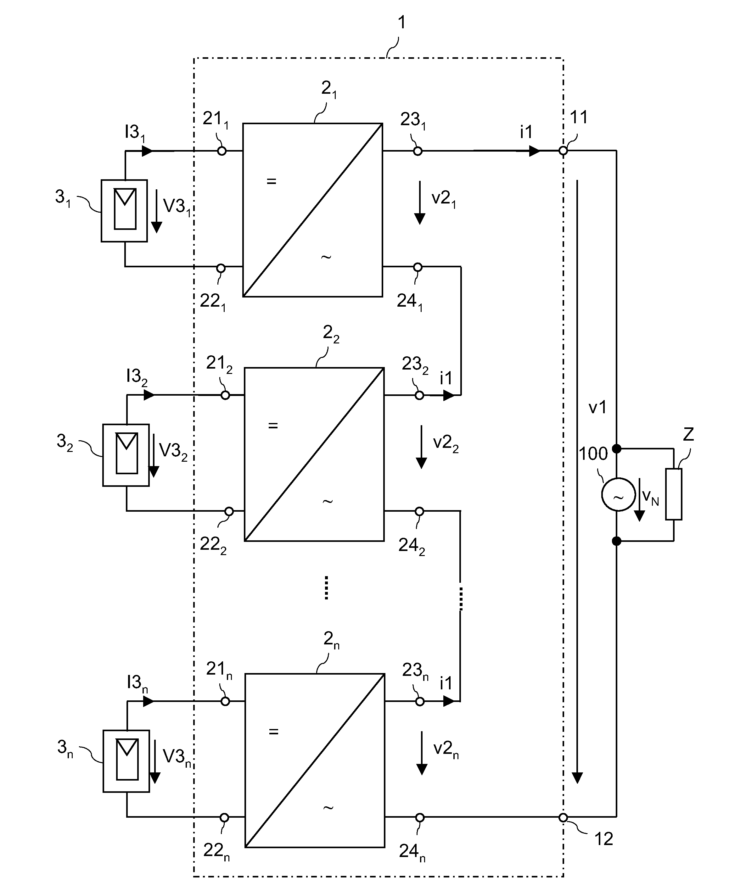 Power Converter Circuit with AC Output