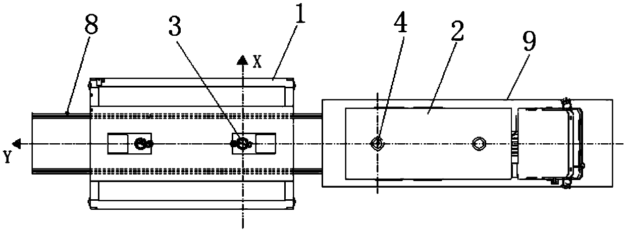 A dry-mixed mortar transport vehicle and a bulk head automatic alignment method and device