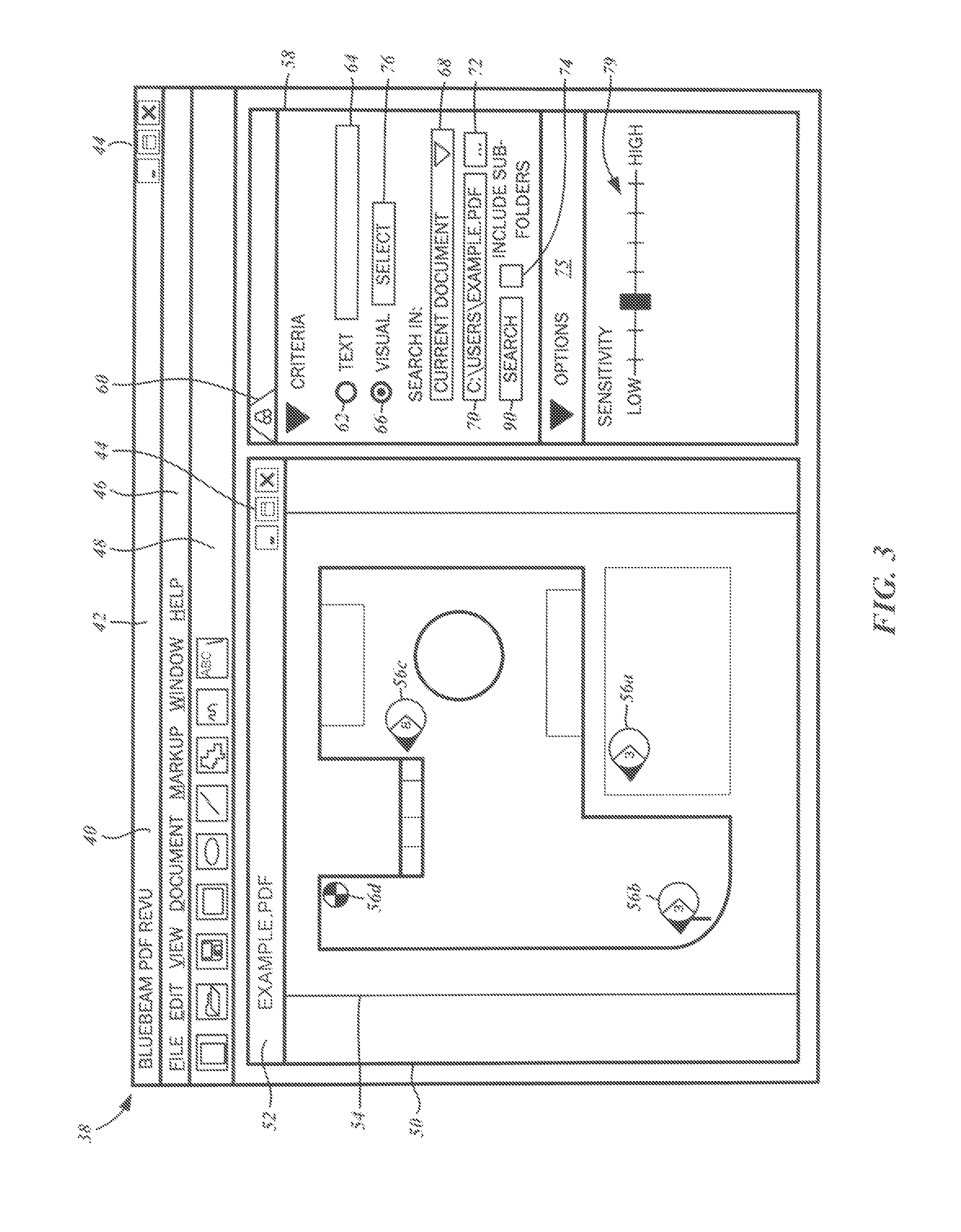 Method for multiple pass symbol and components-based visual object searching of documents