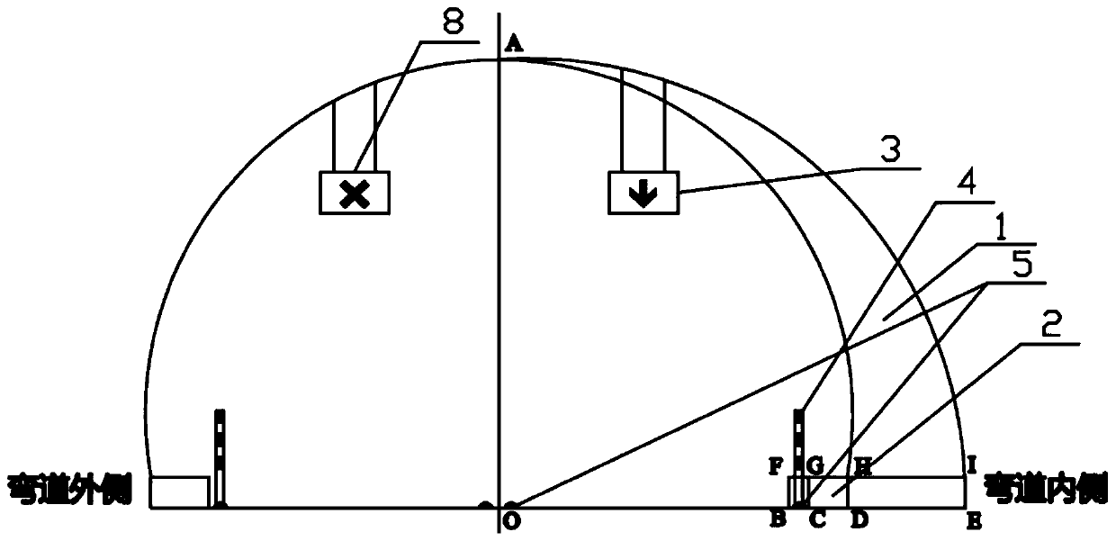 Safe sight distance improvement system for small-radium tunnel bend