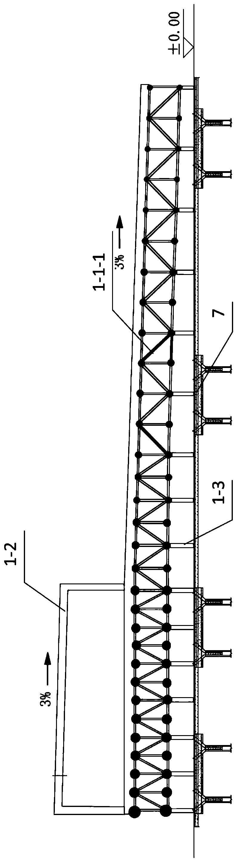 Large-span combined type overload eccentric slope angle steel structure integrated synchronous jacking construction method