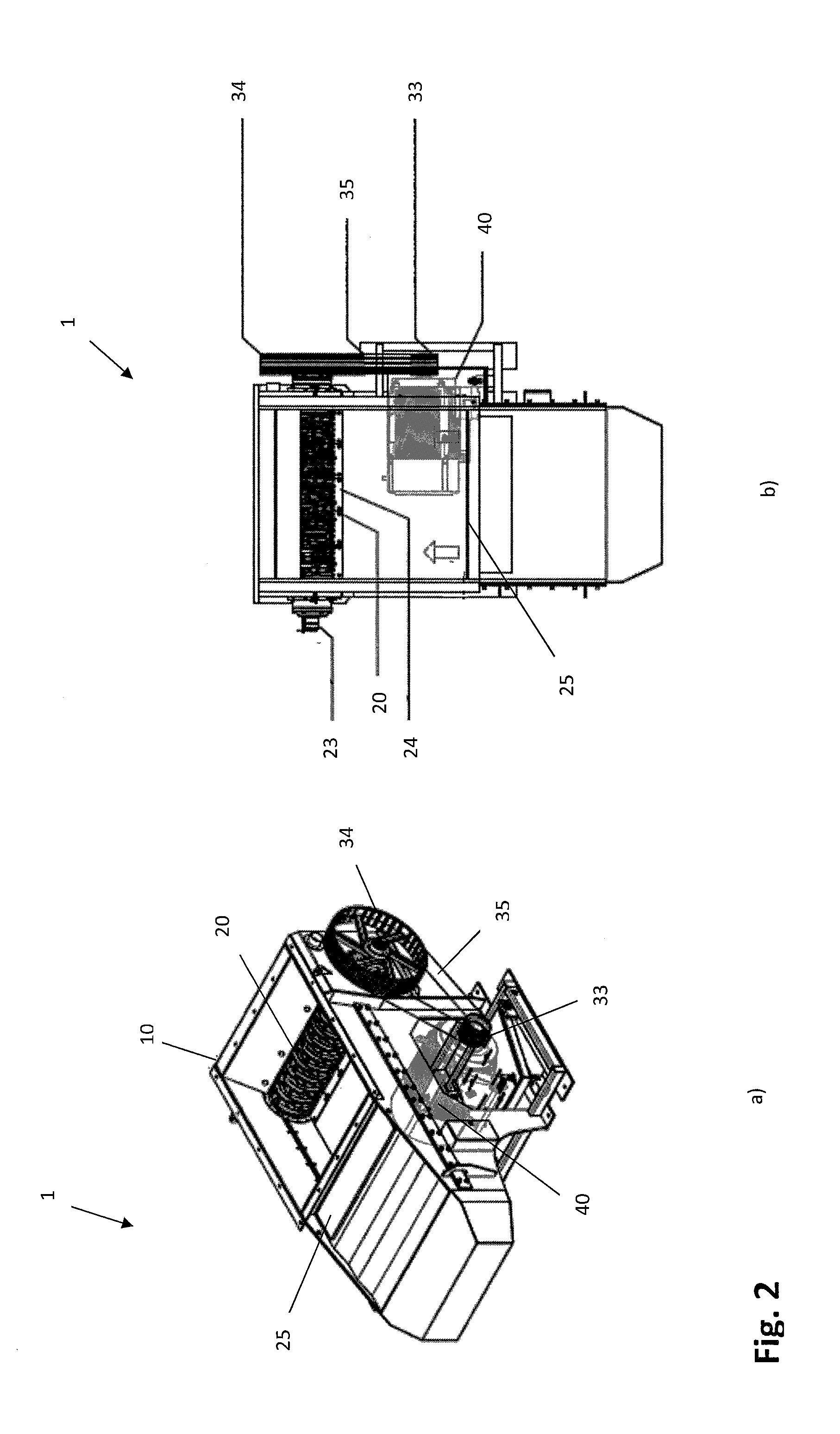 Comminuting device including a rotary current asynchronous motor and a non-positive traction drive and method for its operation