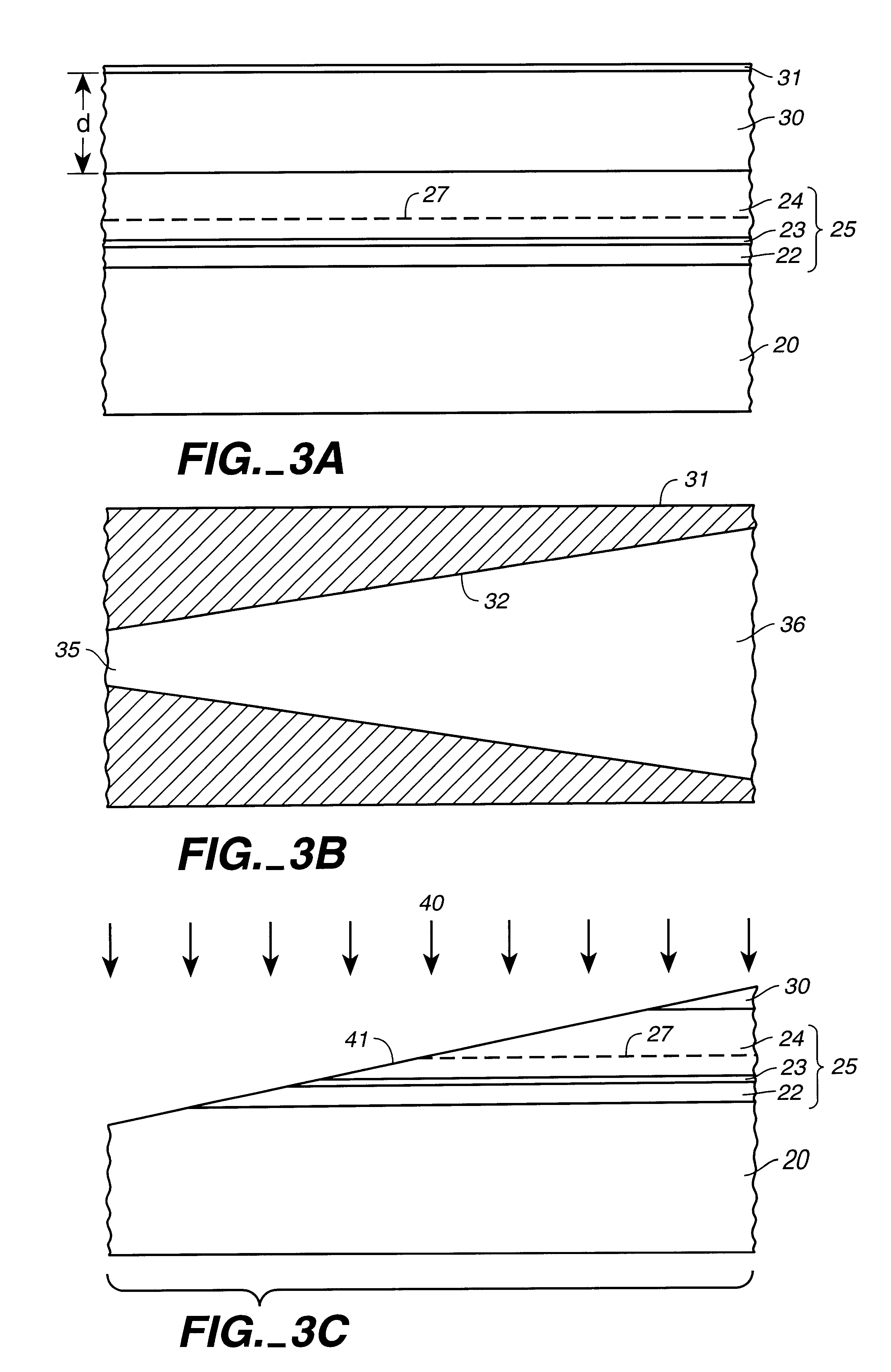 Method of forming a tapered section in a semiconductor device to provide for reproducible mode profile of the output beam