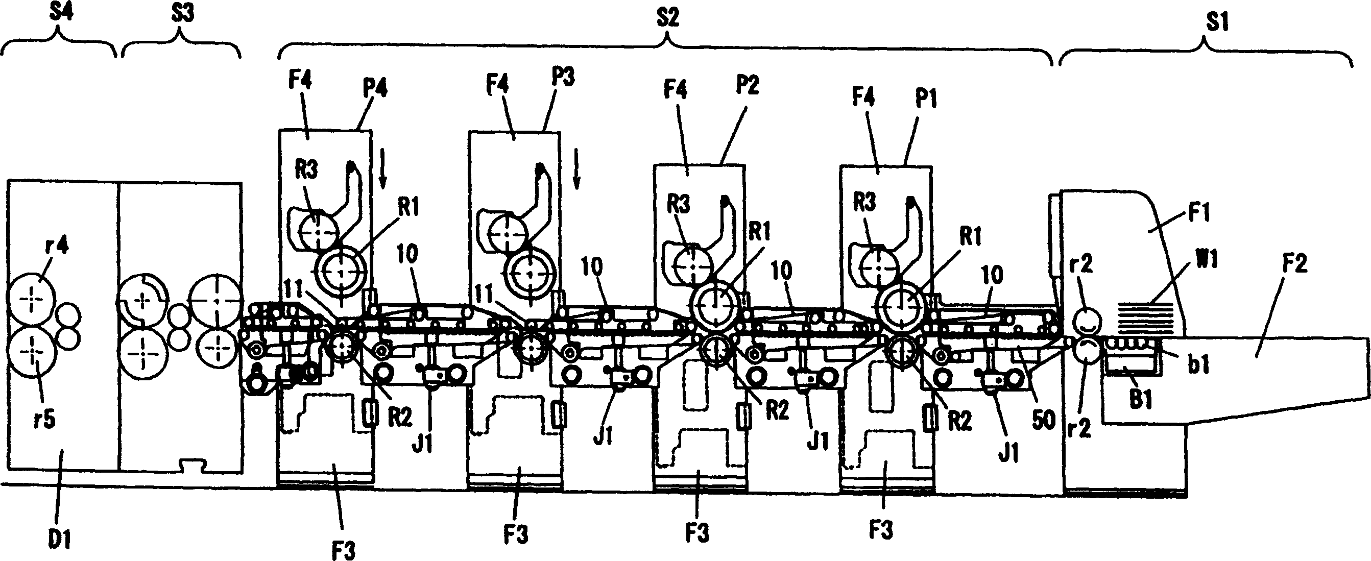 Skip conveyor device of sheet-fed piece printing part