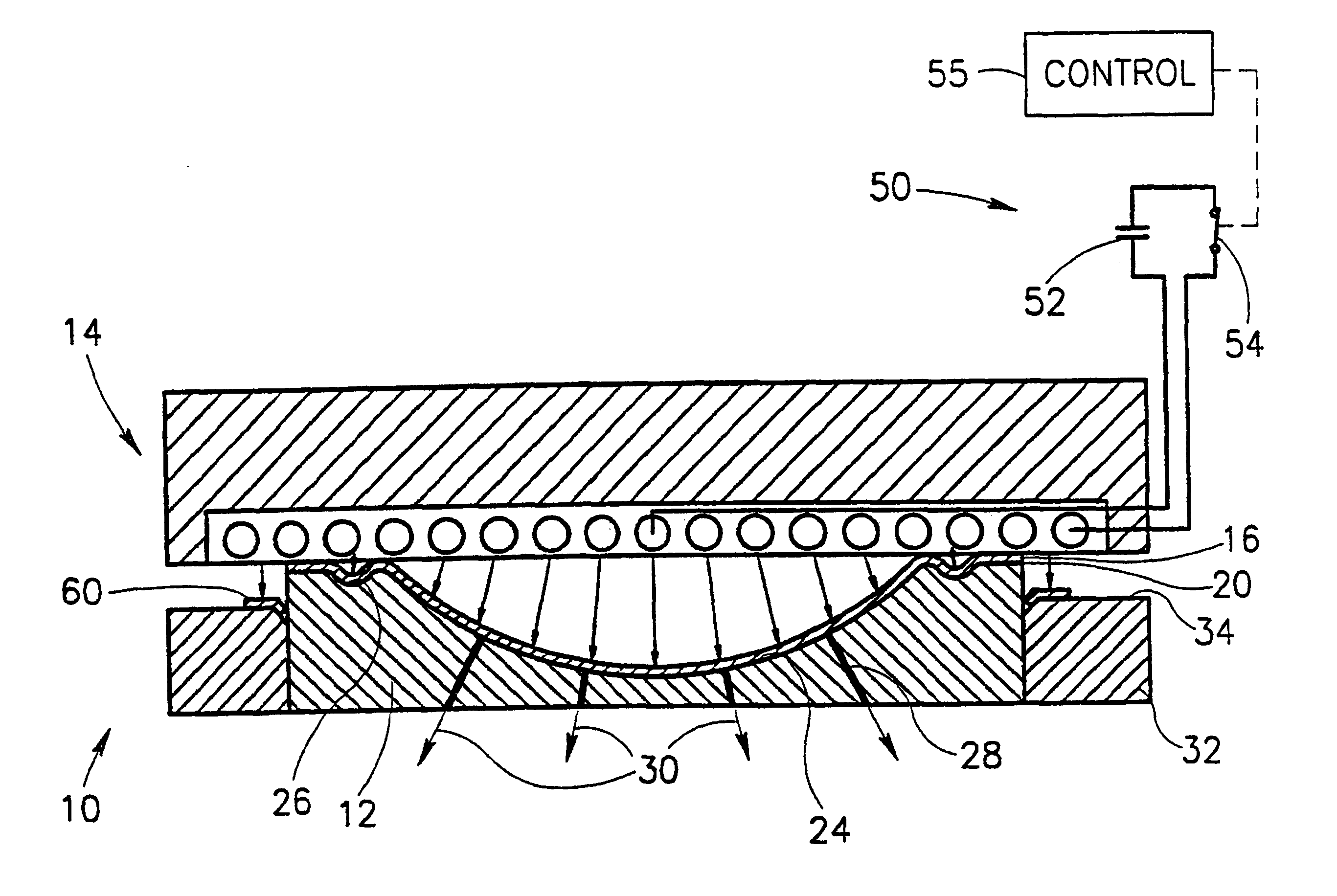 Apparatus and method for pulsed magnetic forming of a dish from a planar plate