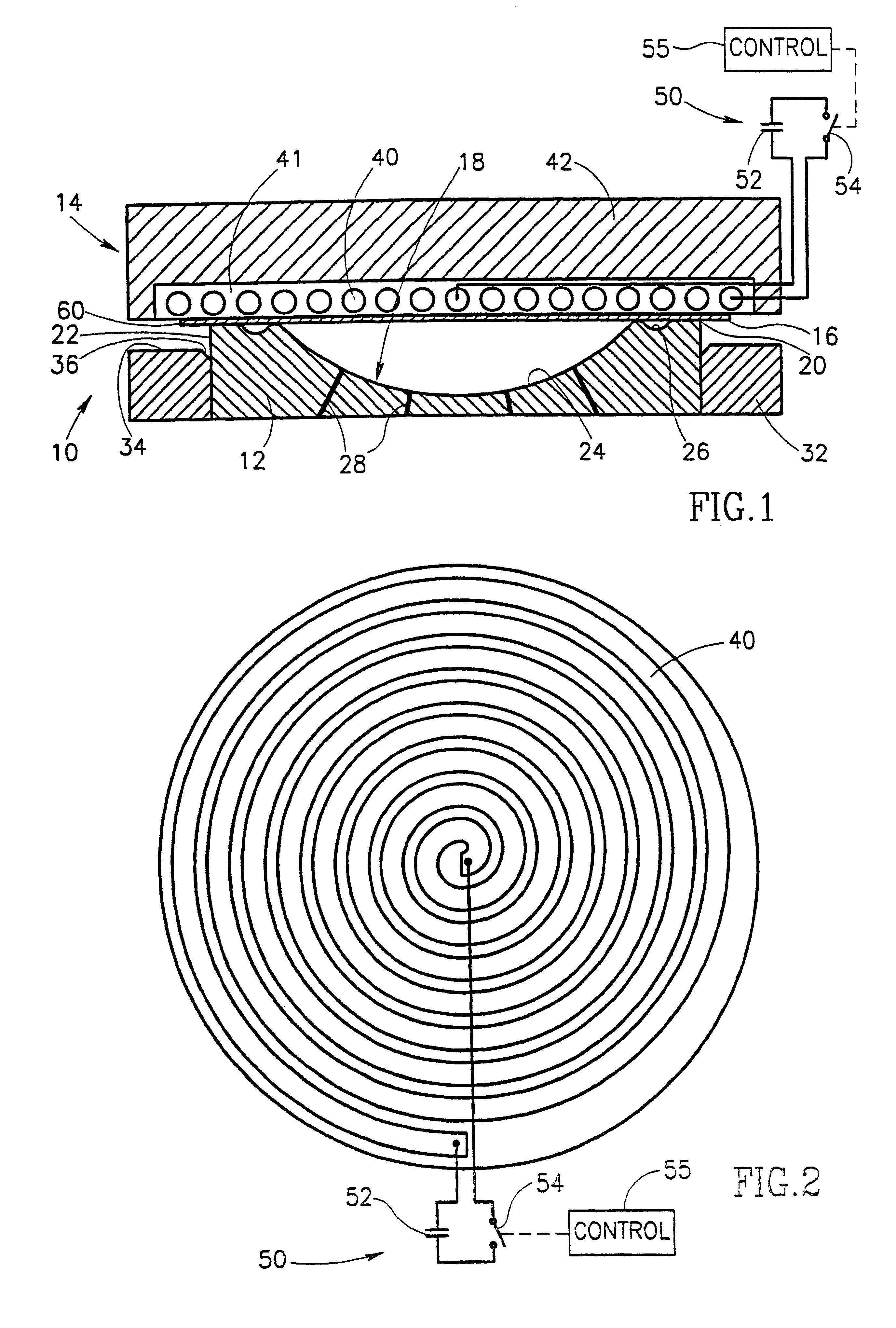 Apparatus and method for pulsed magnetic forming of a dish from a planar plate
